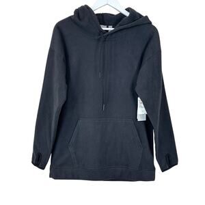 Zella Fleece Hoodie Black with Thumbholes Women XS NWT After Workout